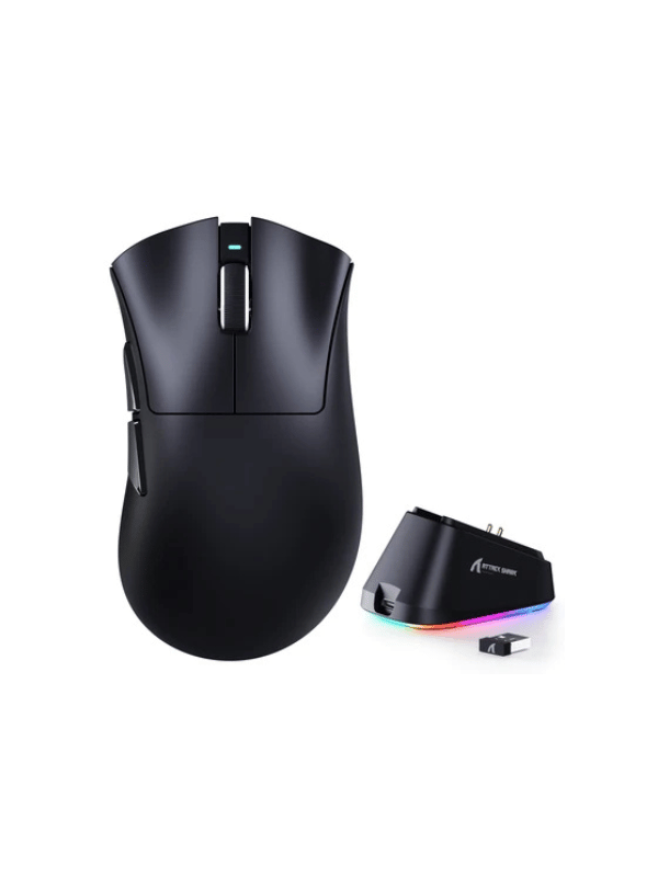 ATTACK SHARK V3 PRO Ultra-Light Tri-Mode Gaming Mouse with Charging Dock, PixArt PAW3311 Sensor, 1000hz Polling Rate, 25000 DPI, Dual-Layer Mouse Feet, 2.4G Wireless/Bluetooth/Wired, Omron Microswitches, BLACK
